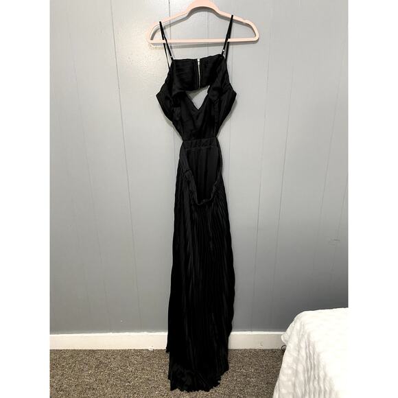 NWOT Lulus Got the Glam Black Pleated Cutout Event Party Elegant Maxi Dress L - Picture 5 of 8